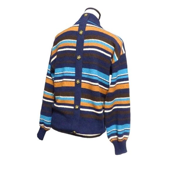 St. John’s Bay women’s Mock Neck, Button Back Striped Sweater, M - Picture 4 of 9